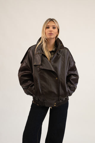 Giubbotto Ecopelle Over moro|Colore:Moro