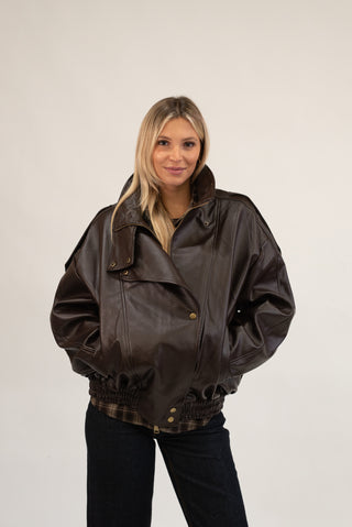 Giubbotto Ecopelle Over moro|Colore:Moro