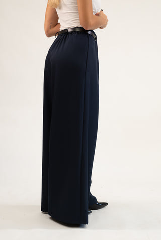 Pantalone Palazzo con Cintura blu|Colore:Blu