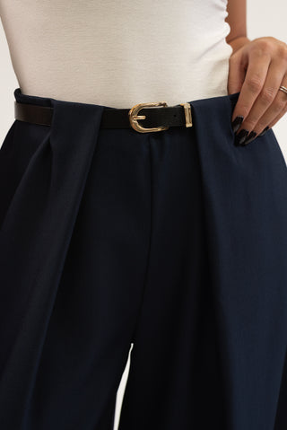 Pantalone Palazzo con Cintura blu|Colore:Blu