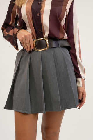 Pantagonna Pieghe con Cintura grigio|Colore:Grigio