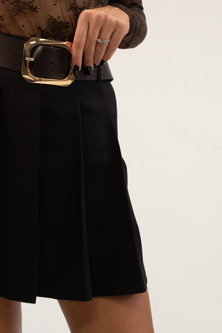 Pantagonna Pieghe con Cintura nero|Colore:Nero