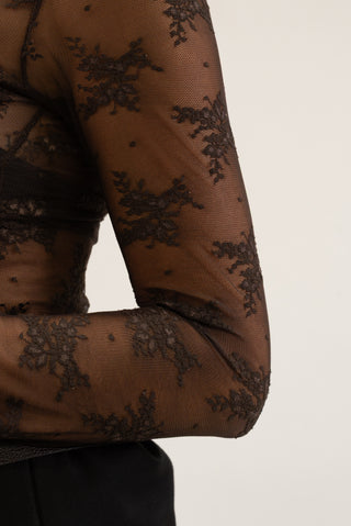 Maglia Pizzo Floreale moro|Colore:Moro