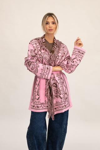 Cardigan Bandana Frange rosa/moro|Colore:Rosa/moro