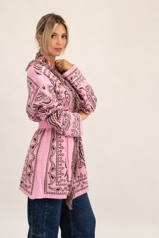 Cardigan Bandana Frange rosa/moro|Colore:Rosa/moro