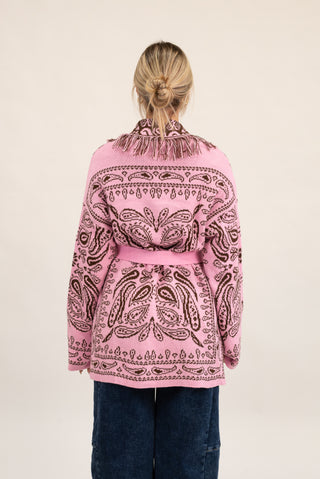 Cardigan Bandana Frange rosa/moro|Colore:Rosa/moro