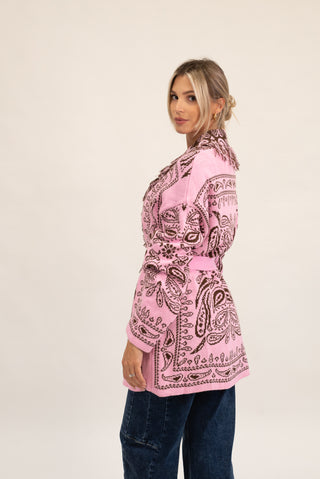 Cardigan Bandana Frange rosa/moro|Colore:Rosa/moro