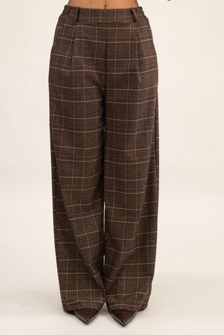 Pantalone Palazzo Quadri fango|Colore:Fango