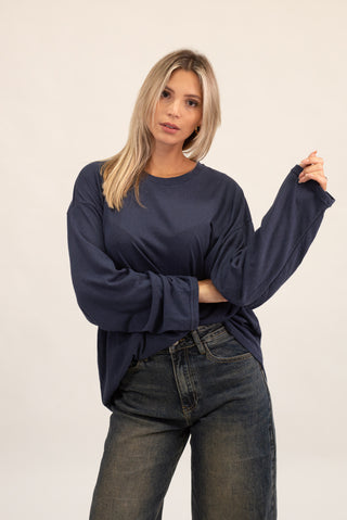 Maglia Over Cotone blu|Colore:Blu