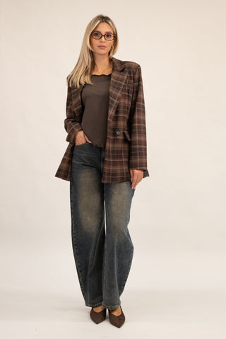 Blazer Quadri Doppiopetto moro|Colore:Moro