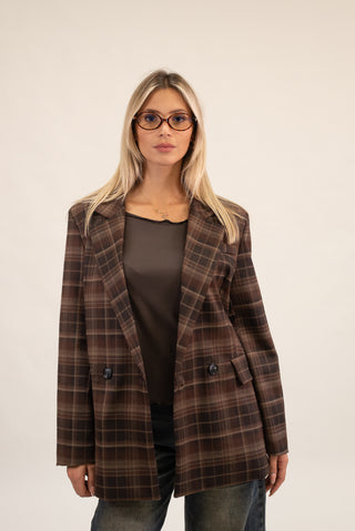 Blazer Quadri Doppiopetto moro|Colore:Moro
