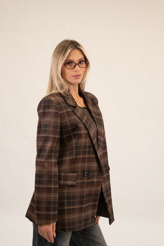 Blazer Quadri Doppiopetto moro|Colore:Moro
