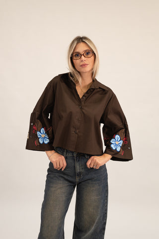 Camicia Manica Ricamo moro|Colore:Moro