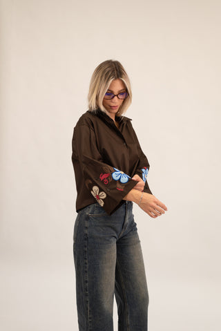 Camicia Manica Ricamo moro|Colore:Moro