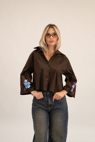 Camicia Manica Ricamo moro|Colore:Moro