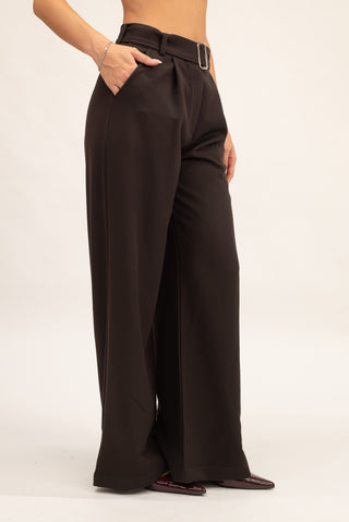 Pantalone Palazzo con Cintura moro|Colore:Moro