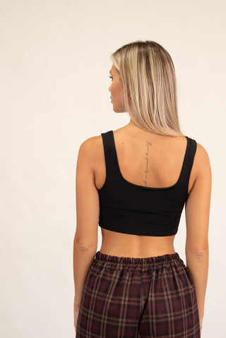 Top Crop Basic nero|Colore:Nero