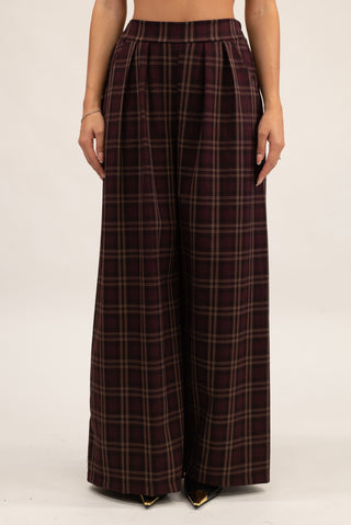 Pantalone Palazzo Quadri bordeaux|Colore:Bordeaux