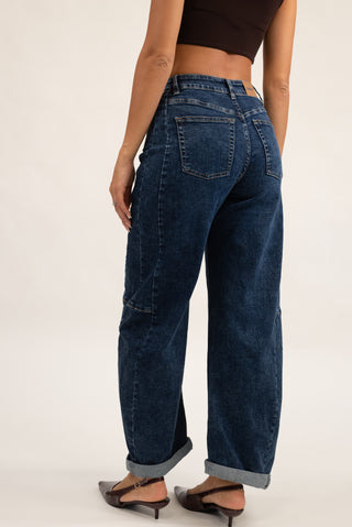 Jeans Barrel Risvolto jeans|Colore:Jeans
