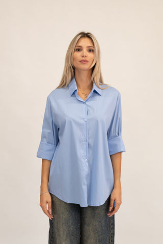 Camicia Lunga Over celeste|Colore:Celeste