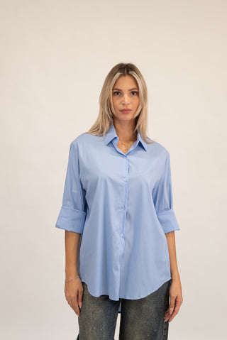 Camicia Lunga Over celeste|Colore:Celeste