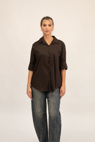 Camicia Lunga Over moro|Colore:Moro