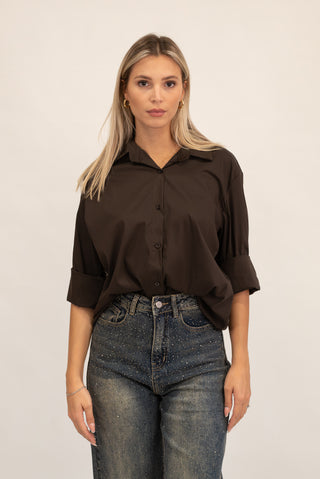 Camicia Lunga Over moro|Colore:Moro