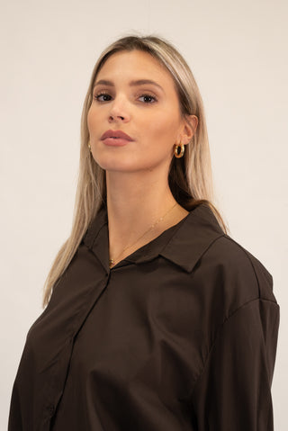 Camicia Lunga Over moro|Colore:Moro