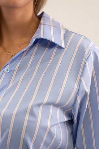 Camicia Over Riga celeste/bianco|Colore:Celeste/bianco