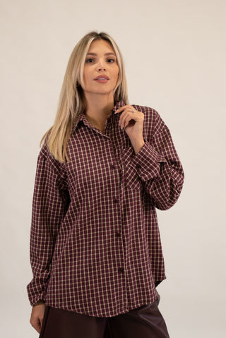 Camicia Quadri  bordeaux|Colore:Bordeaux