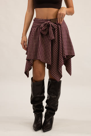 Gonna Quadri bordeaux|Colore:Bordeaux