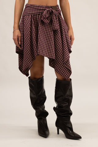Gonna Quadri bordeaux|Colore:Bordeaux