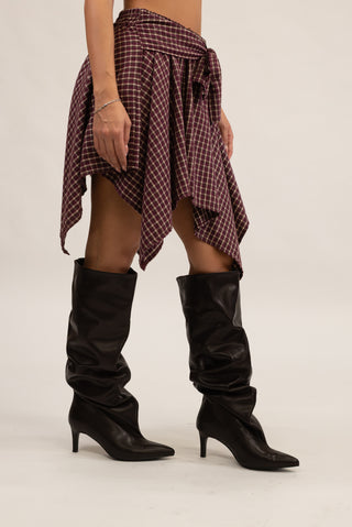 Gonna Quadri bordeaux|Colore:Bordeaux