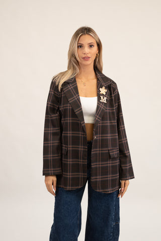 Blazer Quadri con Spille Moro|Colore:Moro