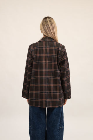 Blazer Quadri con Spille Moro|Colore:Moro