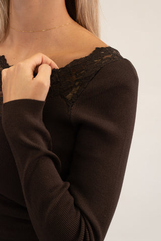Maglia Inserto Pizzo moro|Colore:Moro