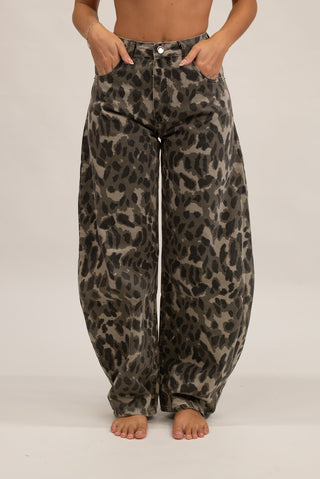 Jeans Animalier verde militare|Colore:Verde militare