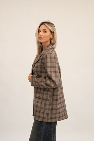 Blazer Quadri Bottoni fango|Colore:Fango