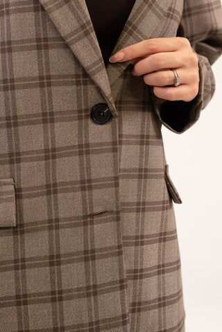 Blazer Quadri Bottoni fango|Colore:Fango