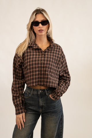 Camicia Quadri Crop moro|Colore:Moro