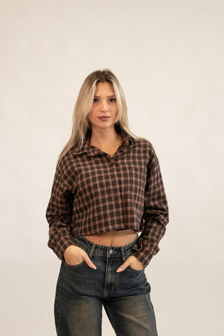 Camicia Quadri Crop moro|Colore:Moro