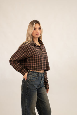 Camicia Quadri Crop moro|Colore:Moro