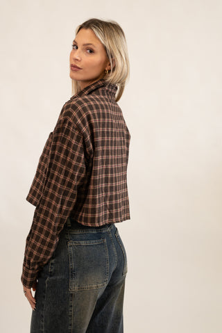 Camicia Quadri Crop moro|Colore:Moro