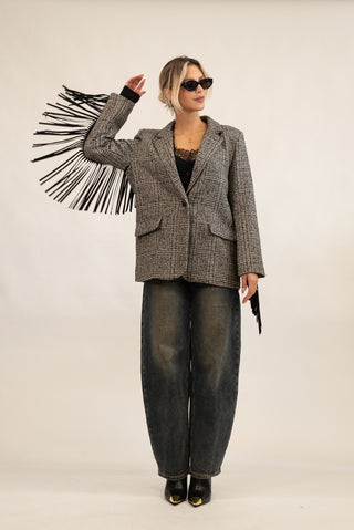 Blazer con Frange nero|Colore:Nero