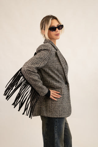 Blazer con Frange nero|Colore:Nero