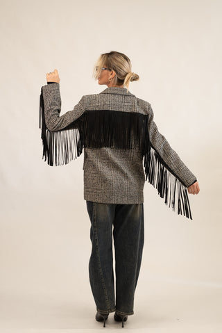 Blazer con Frange nero|Colore:Nero