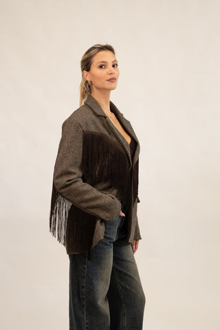 Blazer Frange moro/beige|Colore:Moro/beige