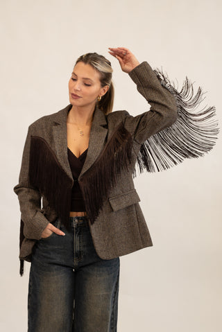 Blazer Frange moro/beige|Colore:Moro/beige