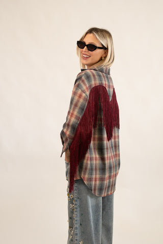 Camicia Quadri Frange grigio/bordeaux|Colore:Grigio/bordeaux