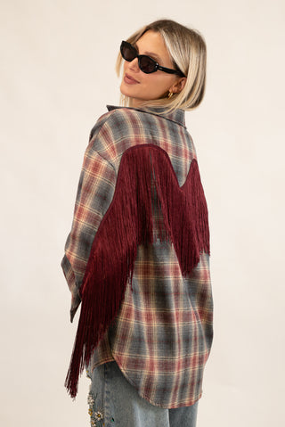 Camicia Quadri Frange grigio/bordeaux|Colore:Grigio/bordeaux